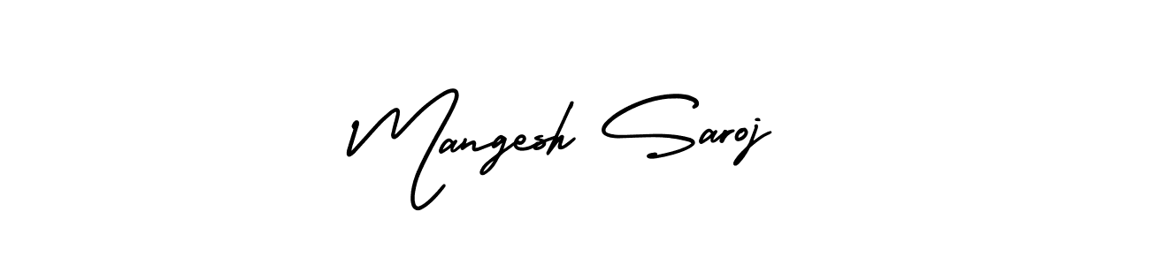 AmerikaSignatureDemo-Regular is a professional signature style that is perfect for those who want to add a touch of class to their signature. It is also a great choice for those who want to make their signature more unique. Get Mangesh Saroj name to fancy signature for free. Mangesh Saroj signature style 3 images and pictures png